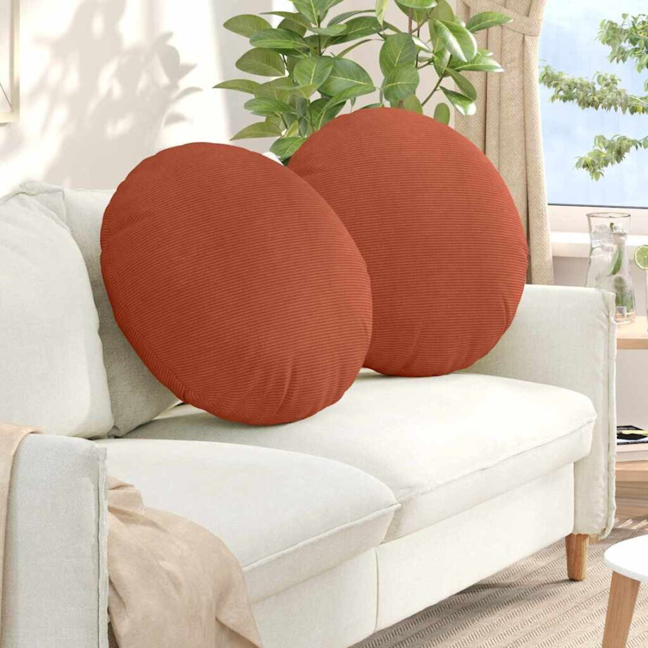vidaXL Zitkussens 2 pcs Rood-oranje Ø 80 cm Katoen Stof vidaXL Zitkussens 2 pcs Rood-oranje Ø 80 cm Katoen Stof afbeelding 1