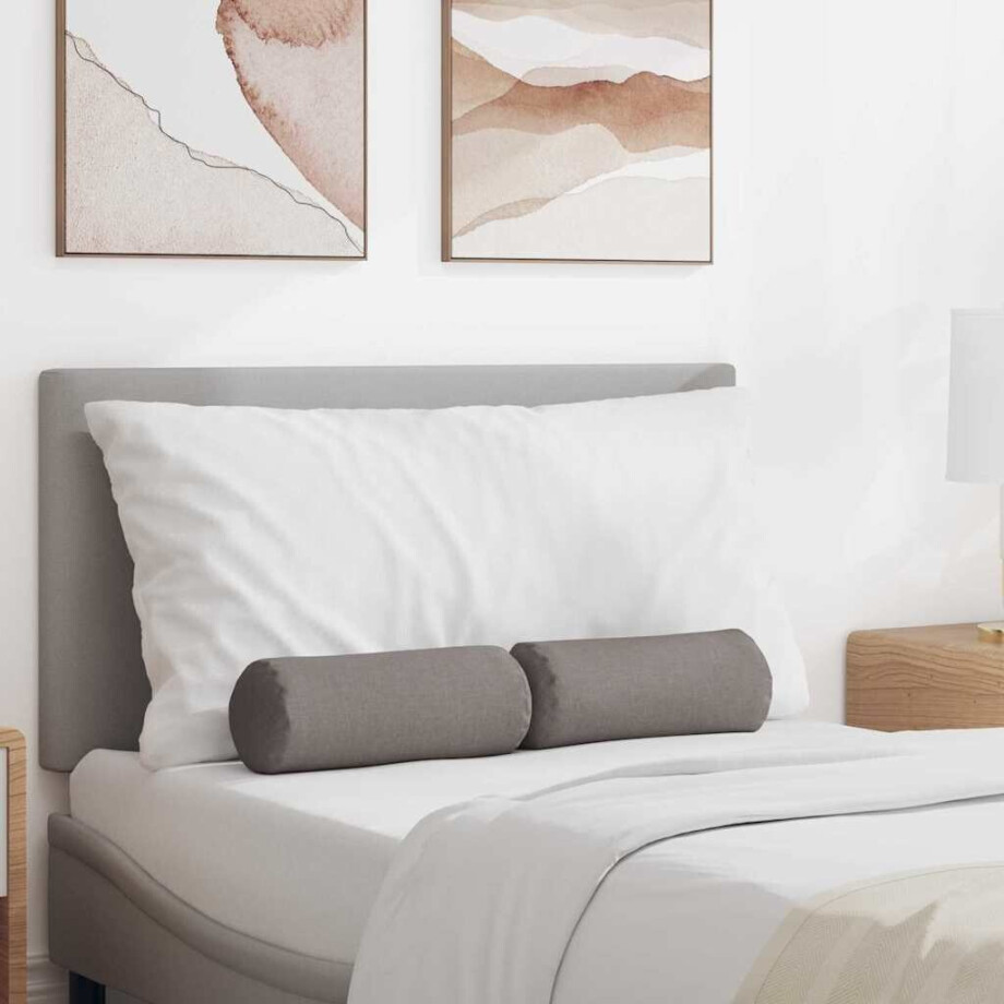 vidaXL Bolster Kussens 2 pcs Taupe Ø 15 x 40 cm Stof afbeelding 1