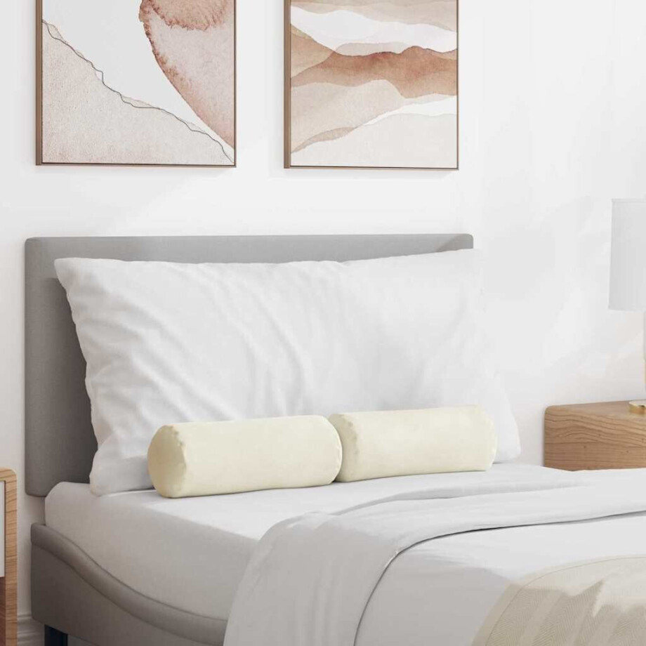 vidaXL Bolster Kussens 2 stuks Crème Ø 15 x 40 cm Cordstof afbeelding 1