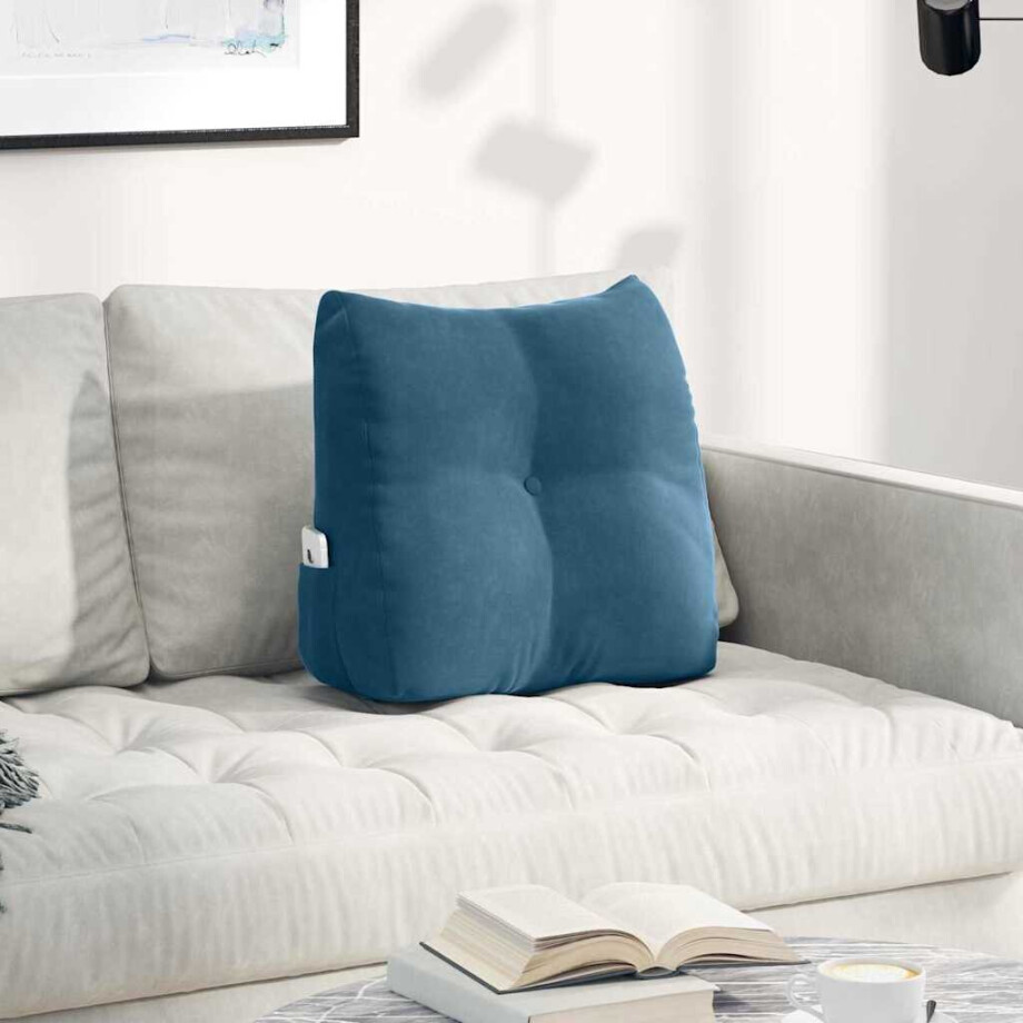 vidaXL Rugkussen Blauw 45 x 24 x 50 cm Fluweel vidaXL Rugkussen Blauw 45 x 24 x 50 cm Fluweel afbeelding 1