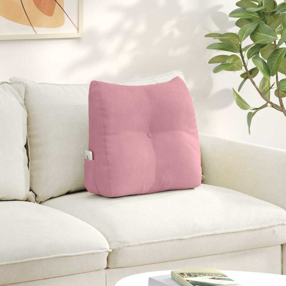 vidaXL Rugkussen Roze 45 x 24 x 50 cm Fluweel vidaXL Rugkussen Roze 45 x 24 x 50 cm Fluweel afbeelding 1