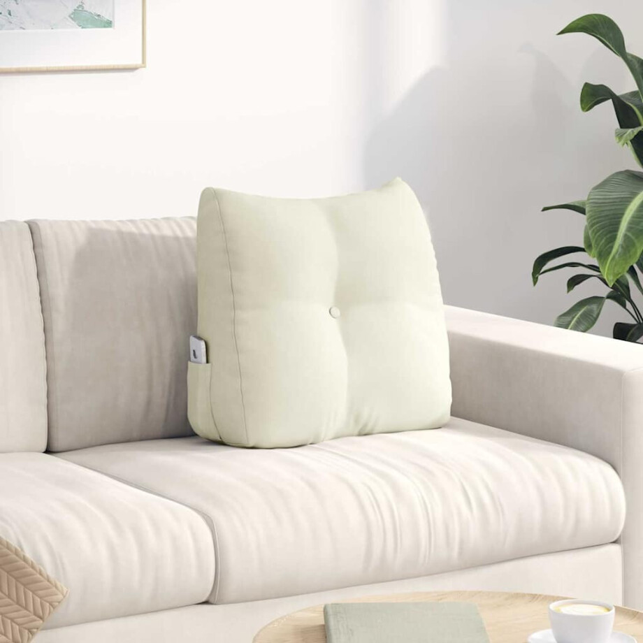 vidaXL Rugkussen Crème 45 x 24 x 50 cm Fluweel afbeelding 1