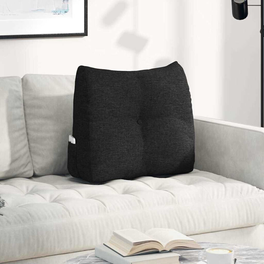 vidaXL Rugkussen Zwart 60 x 24 x 50 cm Stof afbeelding 1