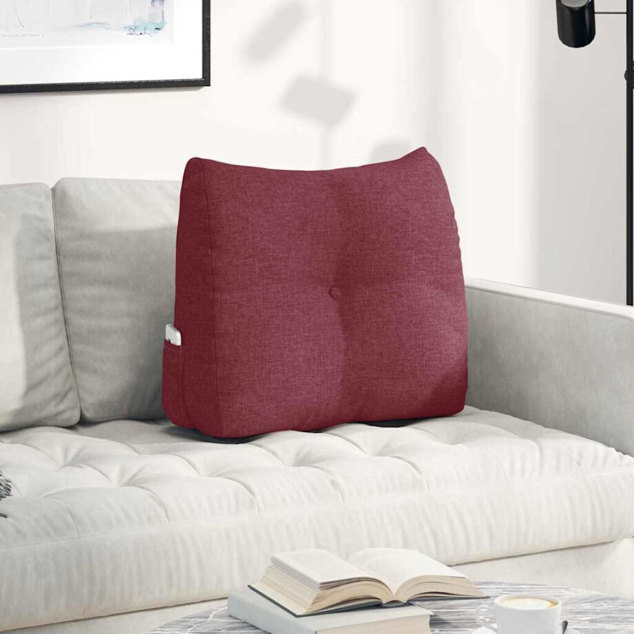 vidaXL Rugkussen Wijnrood 60 x 24 x 50 cm Stof vidaXL Rugkussen Wijnrood 60 x 24 x 50 cm Stof afbeelding 1