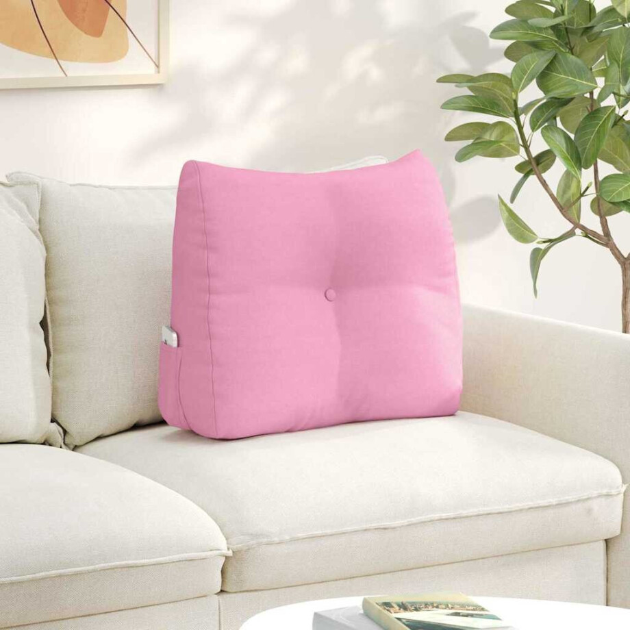 vidaXL Rugkussen Roze 60 x 24 x 50 cm Stof vidaXL Rugkussen Roze 60 x 24 x 50 cm Stof afbeelding 1