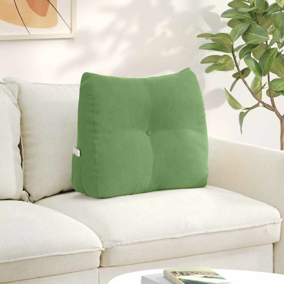 vidaXL Rugkussen Lichtgroen 60 x 24 x 50 cm Fluweel afbeelding 1