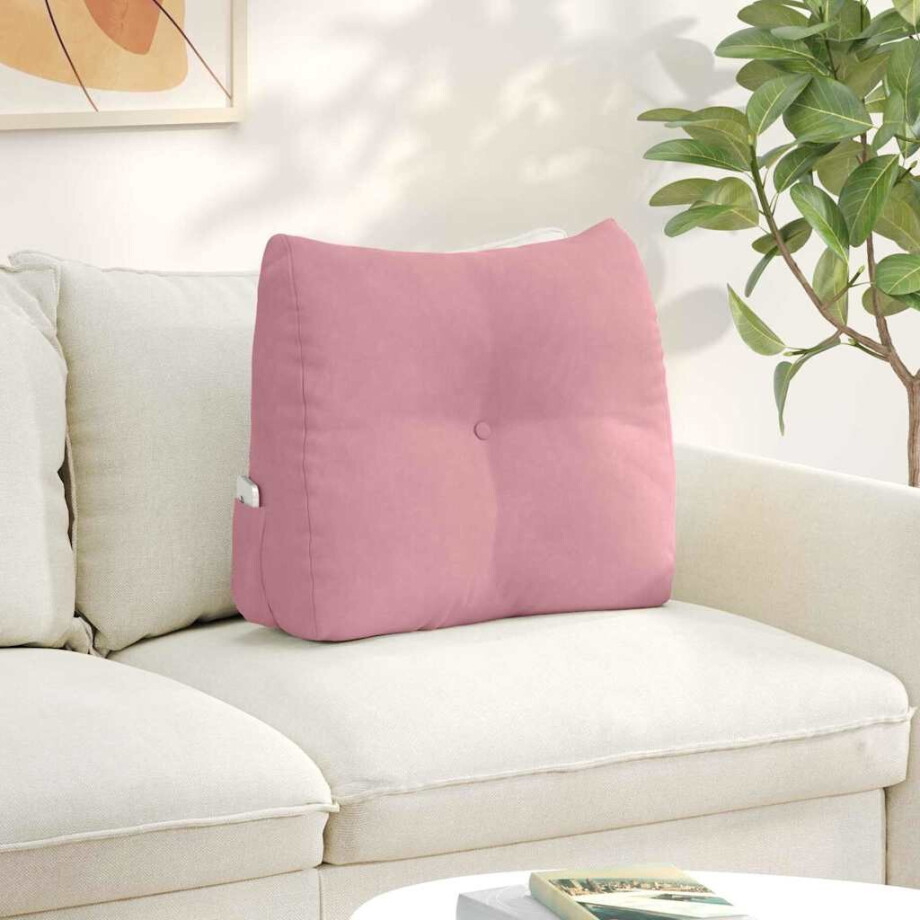 vidaXL Rugkussen Roze 60 x 24 x 50 cm Fluweel afbeelding 1