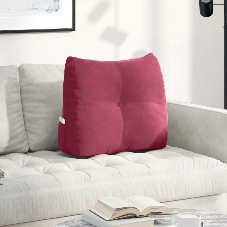 vidaXL Rugkussen Wijnrood 60 x 24 x 50 cm Fluweel afbeelding 1