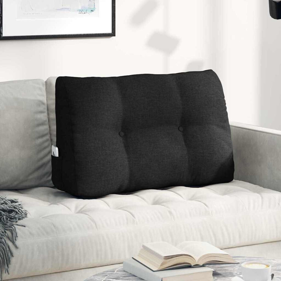 vidaXL Rugkussen Zwart 80 x 24 x 50 cm Stof vidaXL Rugkussen Zwart 80 x 24 x 50 cm Stof afbeelding 1