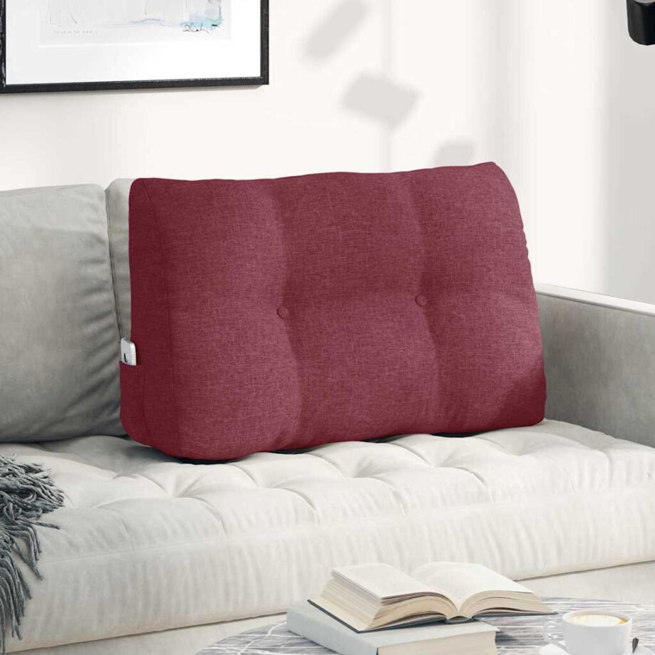 vidaXL Rugkussen Wijnrood 80 x 24 x 50 cm Stof afbeelding 1