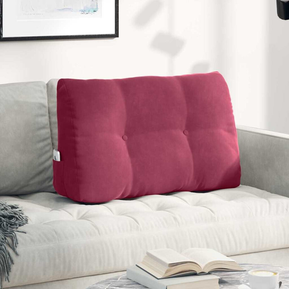 vidaXL Rugkussen Wijnrood 80 x 24 x 50 cm Fluweel afbeelding 1