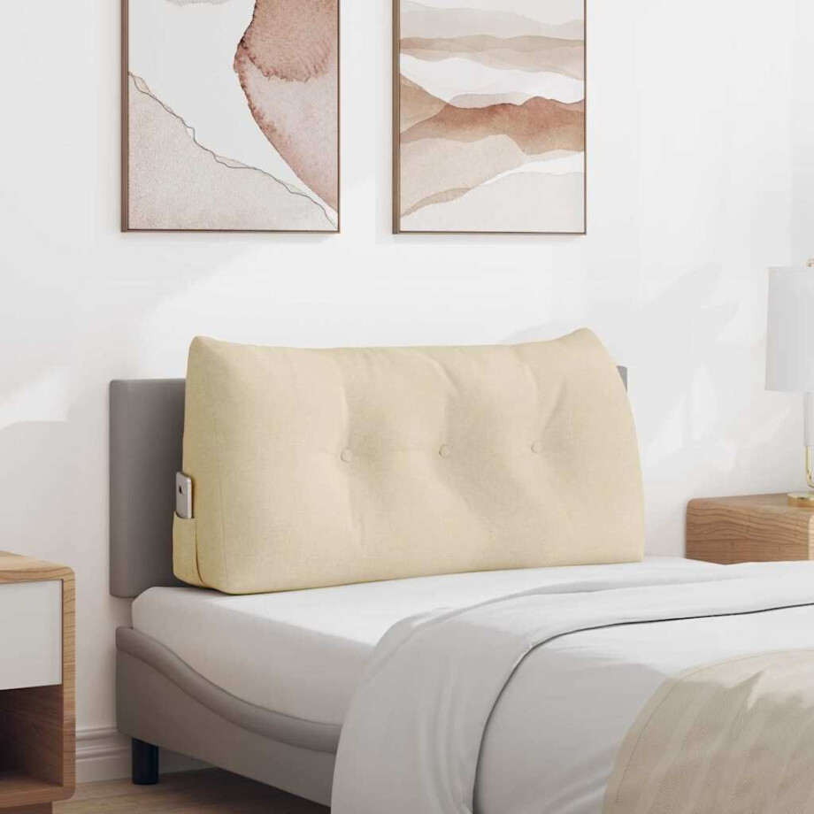 vidaXL Rugkussen Crème 100 x 24 x 50 cm Stof afbeelding 1
