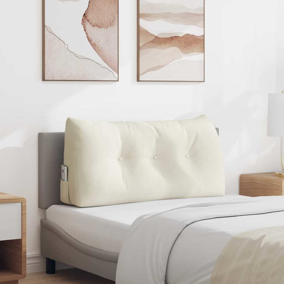 vidaXL Rugkussen Crème 100 x 24 x 50 cm Fluweel afbeelding 1