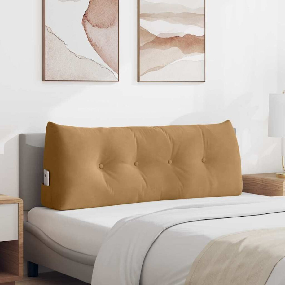 vidaXL Rugkussen Bruin 120 x 24 x 50 cm Fluweel afbeelding 1