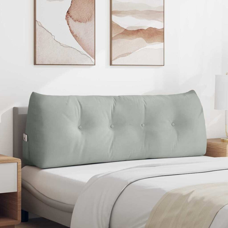 vidaXL Rugkussen Lichtgrijs 140 x 24 x 50 cm Fluweel vidaXL Rugkussen Lichtgrijs 140 x 24 x 50 cm Fluweel afbeelding 1