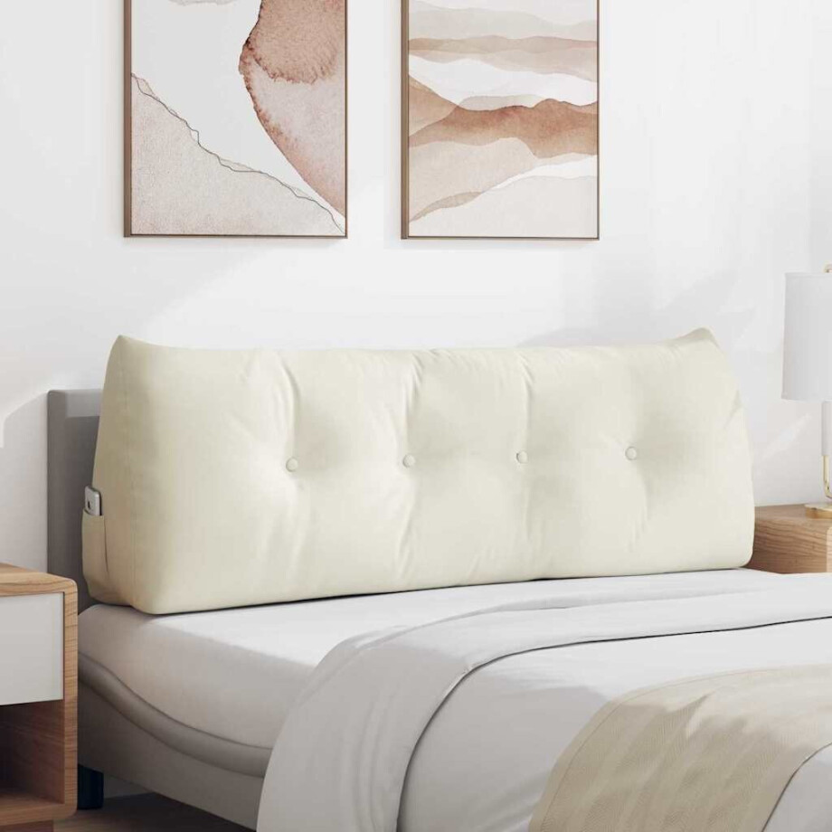 vidaXL Rugkussen Crème 140 x 24 x 50 cm Fluweel vidaXL Rugkussen Crème 140 x 24 x 50 cm Fluweel afbeelding 1