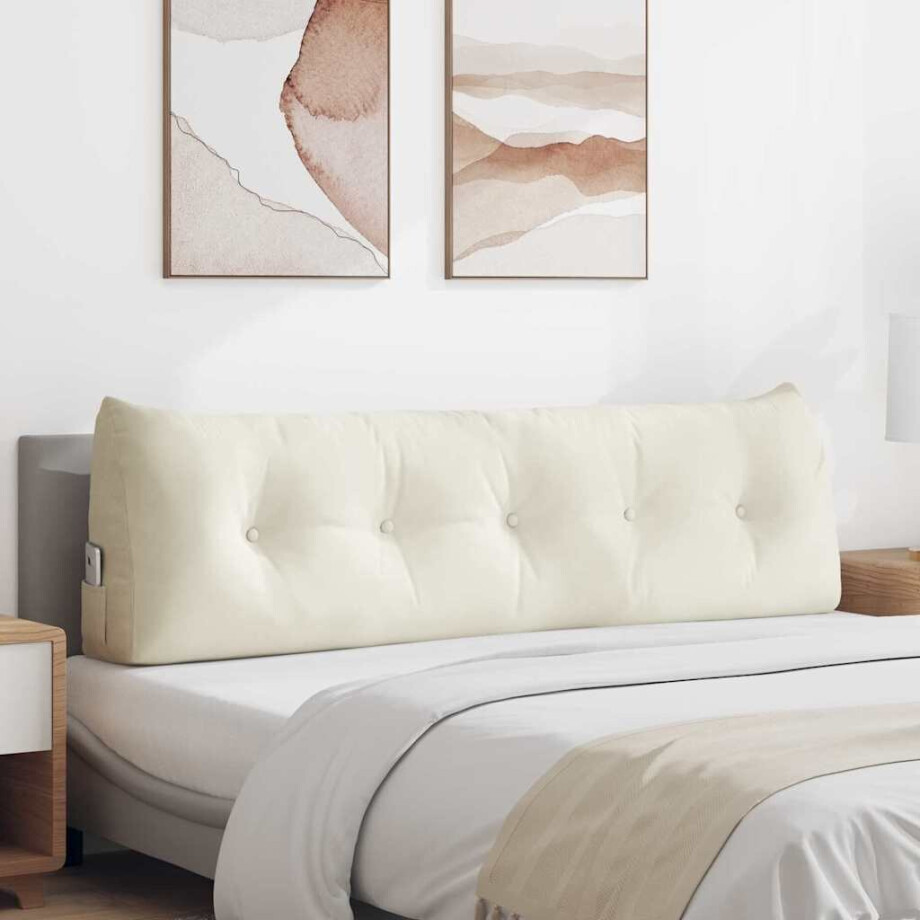 vidaXL Rugkussen Crème 160 x 24 x 50 cm Fluweel vidaXL Rugkussen Crème 160 x 24 x 50 cm Fluweel afbeelding 1