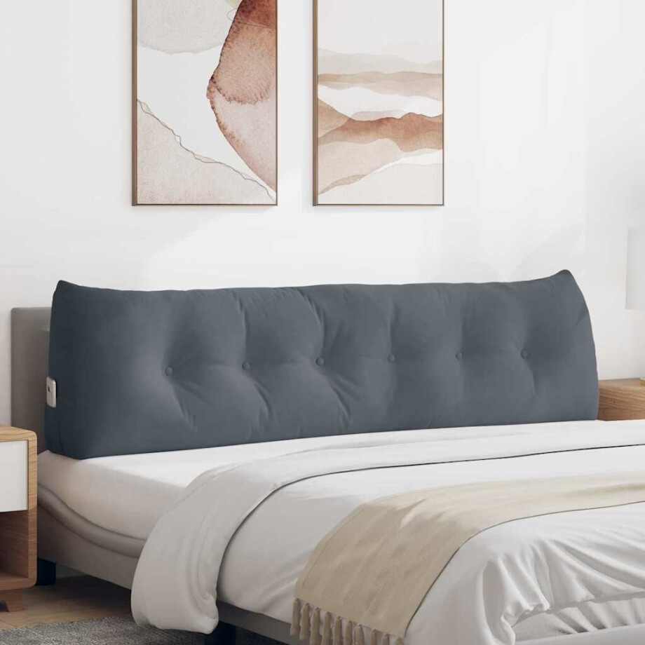 vidaXL Rugkussen Donkergrijs 180 x 24 x 50 cm Fluweel vidaXL Rugkussen Donkergrijs 180 x 24 x 50 cm Fluweel afbeelding 1