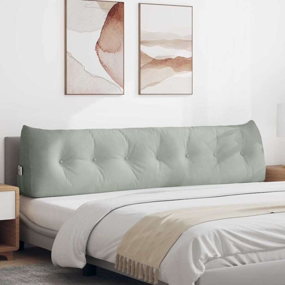 vidaXL Rugkussen Lichtgrijs 200 x 24 x 50 cm Fluweel vidaXL Rugkussen Lichtgrijs 200 x 24 x 50 cm Fluweel afbeelding 1