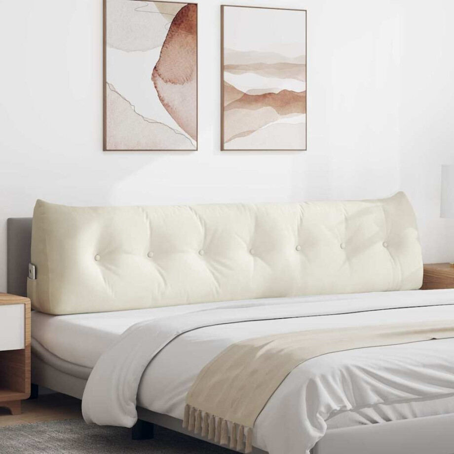 vidaXL Rugkussen Crème 200 x 24 x 50 cm Fluweel afbeelding 1