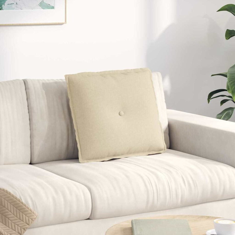 vidaXL Rugkussen Crème 50 x 19 x 45 cm Stof vidaXL Rugkussen Crème 50 x 19 x 45 cm Stof afbeelding 1