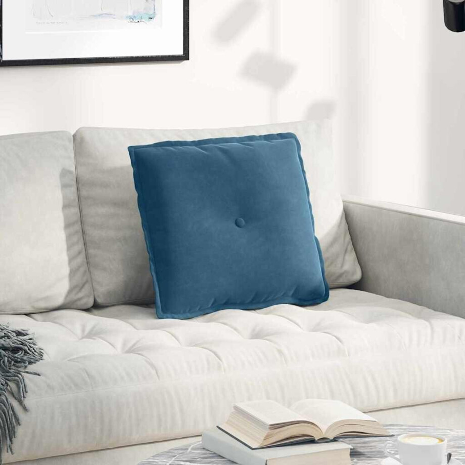 vidaXL Rugkussen Blauw 50 x 45 cm Cordstof vidaXL Rugkussen Blauw 50 x 45 cm Cordstof afbeelding 1