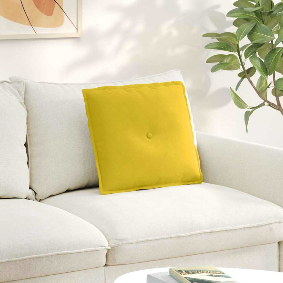 vidaXL Rugkussen Geel 50 x 45 cm Katoen Stof afbeelding 1