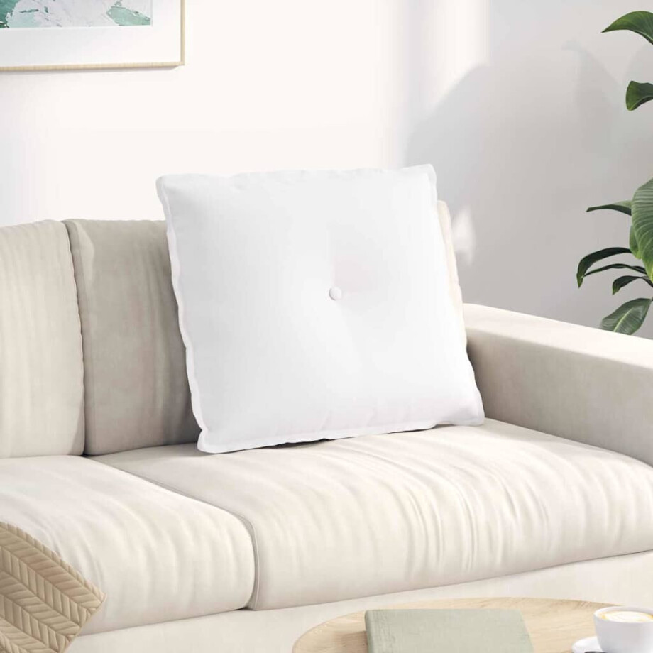 vidaXL Rugkussen Wit 60 x 19 x 50 cm Stof afbeelding 1