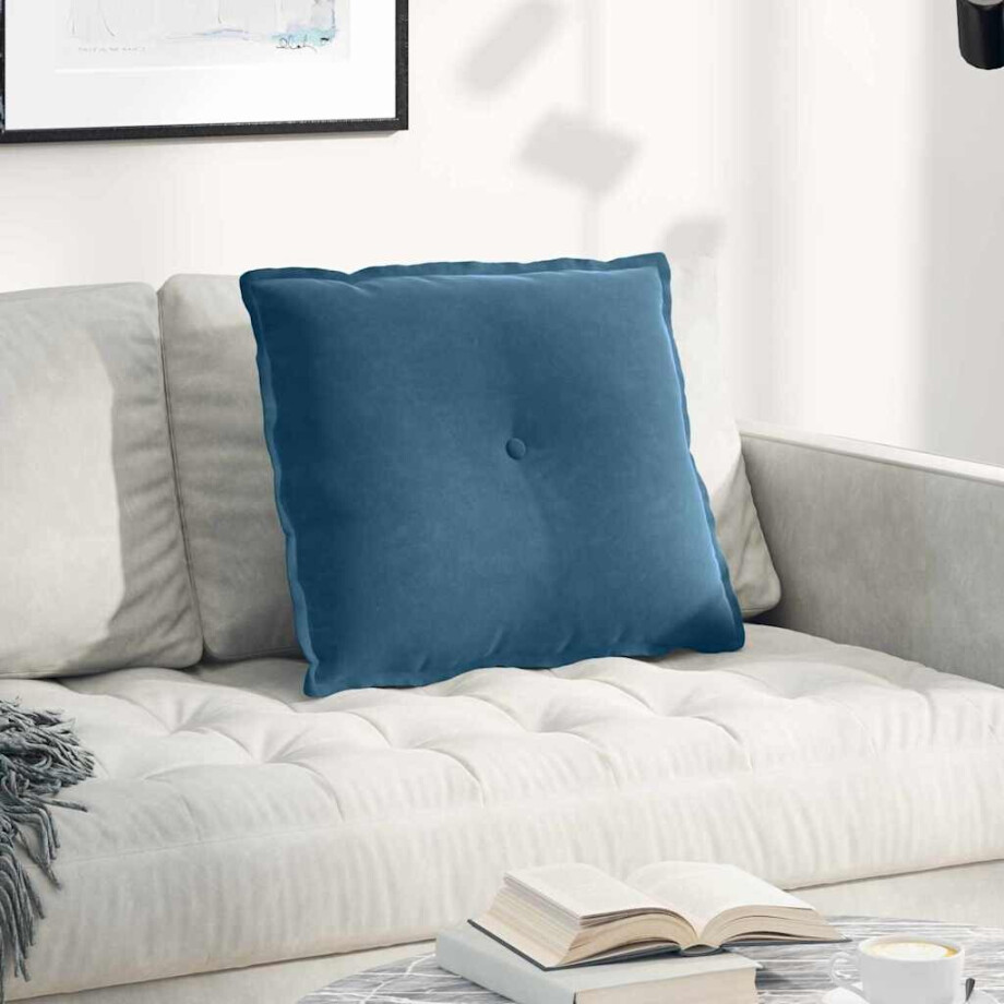 vidaXL Rugkussen Blauw 60 x 50 cm Cordstof afbeelding 1