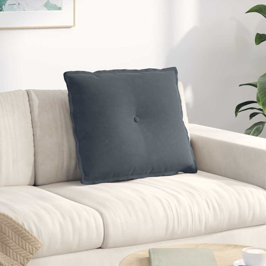 vidaXL Rugkussen Donkergrijs 60 x 50 cm Cordstof afbeelding 1