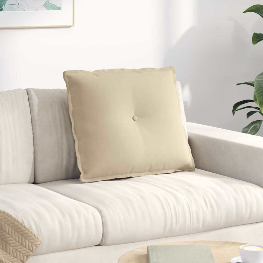 vidaXL Rugkussen Crème 60 x 50 cm Microvezel Stof afbeelding 1
