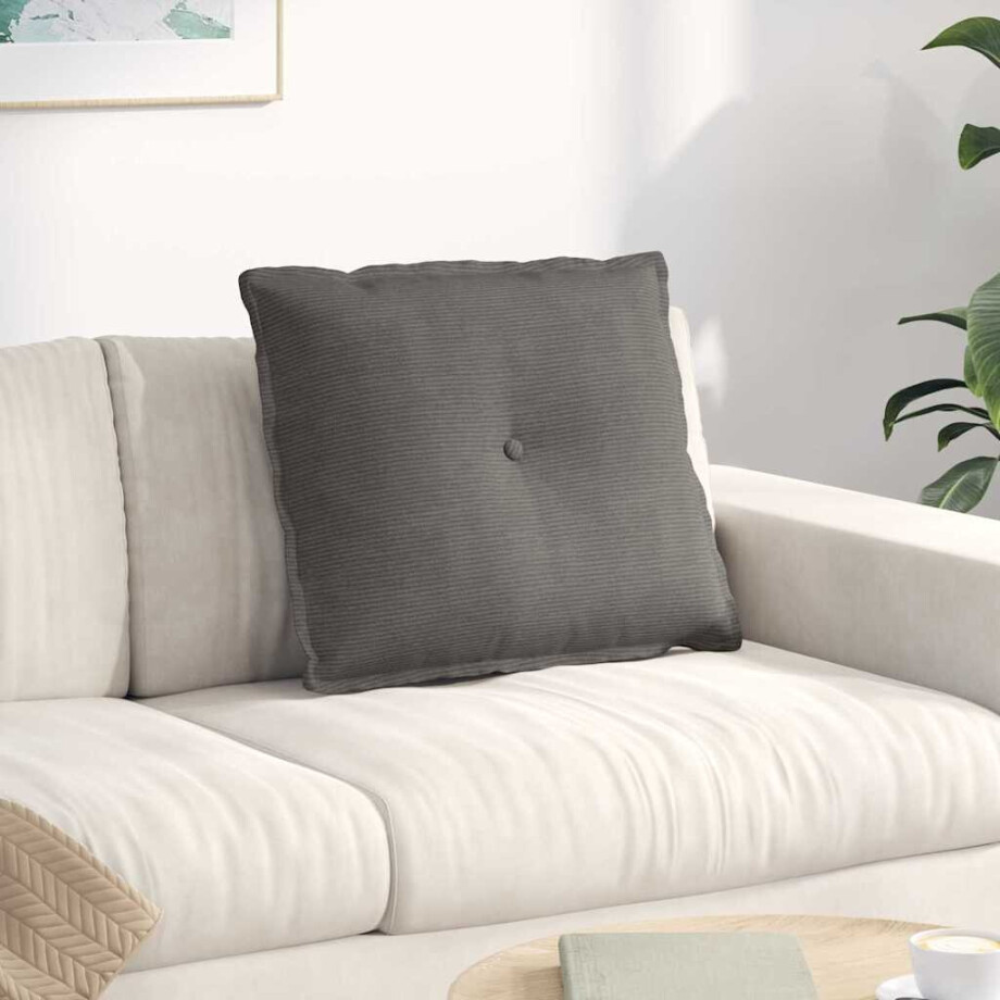 vidaXL Rugkussen Lichtgrijs 60 x 50 cm Cordstof afbeelding 1
