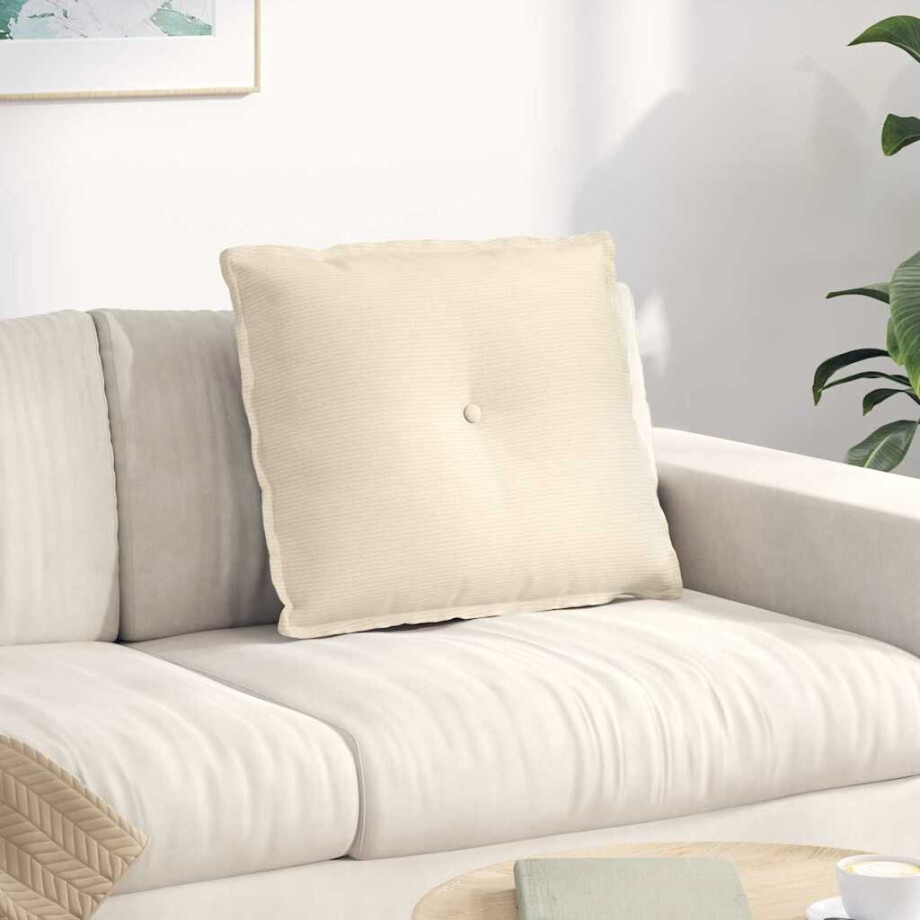 vidaXL Rugkussen Crème 60 x 50 cm Cordstof afbeelding 1