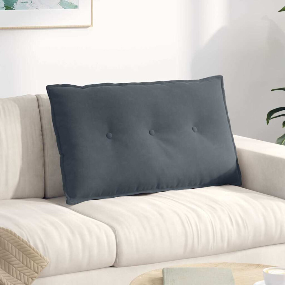 vidaXL Rugkussen Donkergrijs 80 x 50 cm Cordstof afbeelding 1