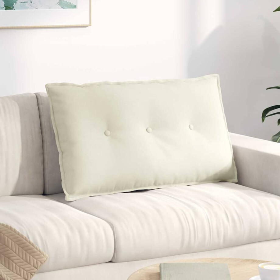 vidaXL Rugkussen Crème 80 x 50 cm Cordstof afbeelding 1