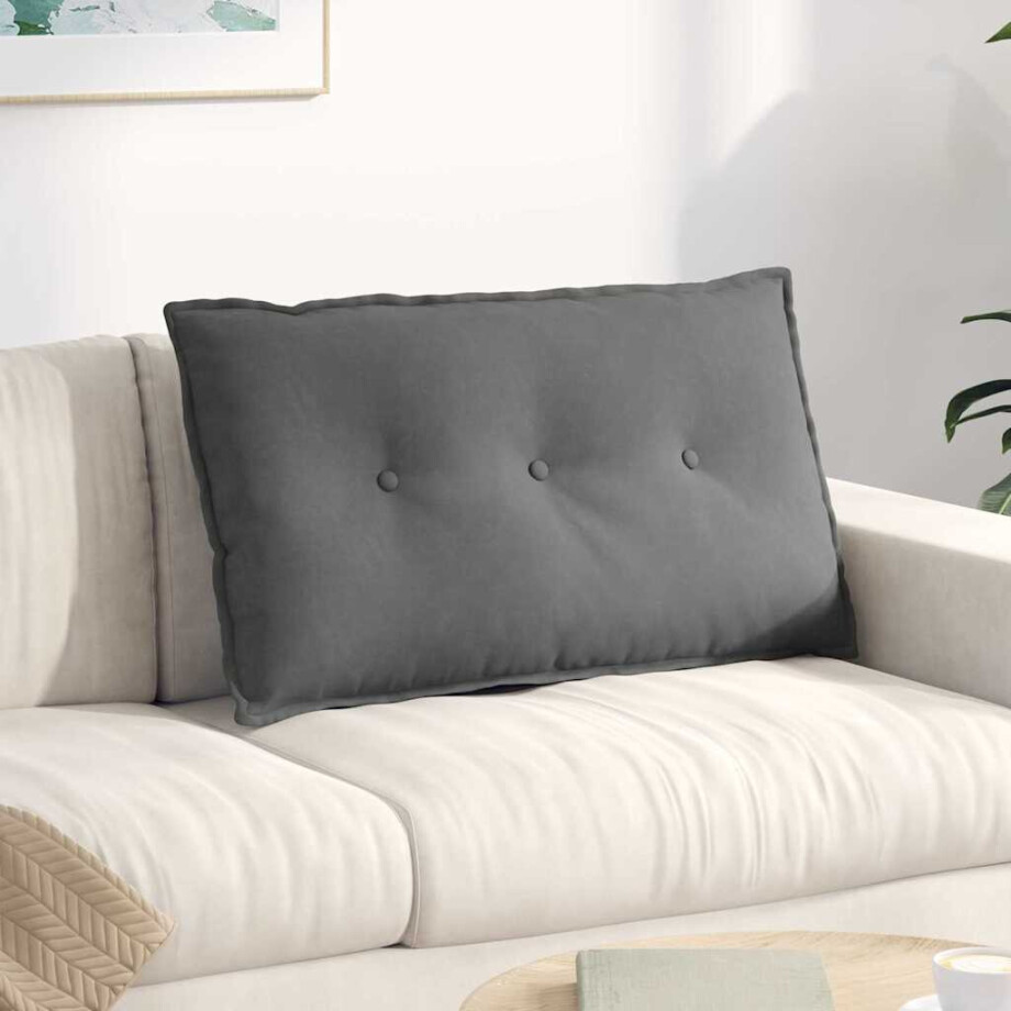 vidaXL Rugkussen Donkergrijs 80 x 50 cm Microvezel Stof afbeelding 1