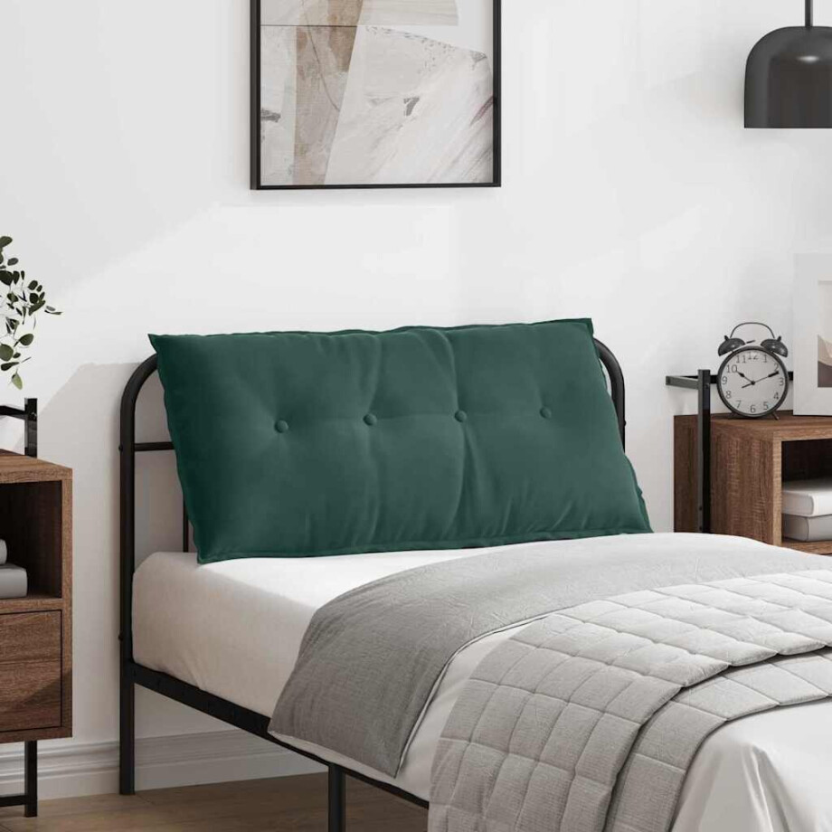 vidaXL Rugkussen Donkergroen 100 x 50 cm Cordstof afbeelding 1