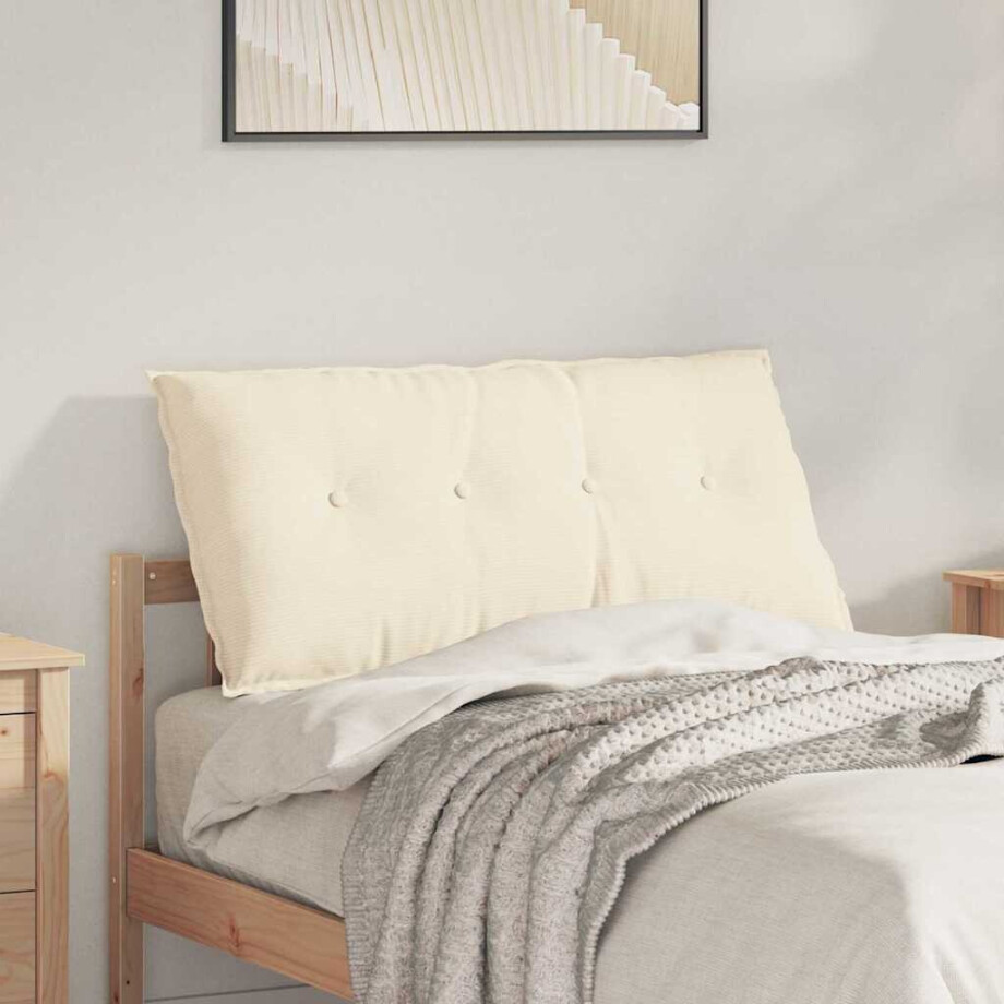 vidaXL Rugkussen Crème 100 x 50 cm Cordstof afbeelding 1