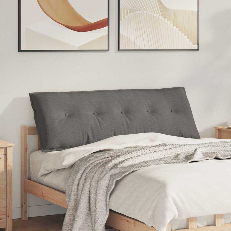vidaXL Rugkussen Lichtgrijs 140 x 50 cm Cordstof afbeelding 1