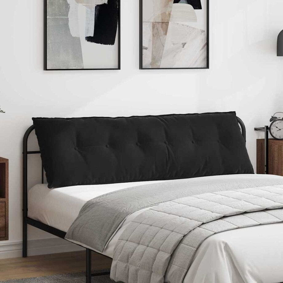 vidaXL Rugkussen Zwart 160 x 50 cm Cordstof afbeelding 1