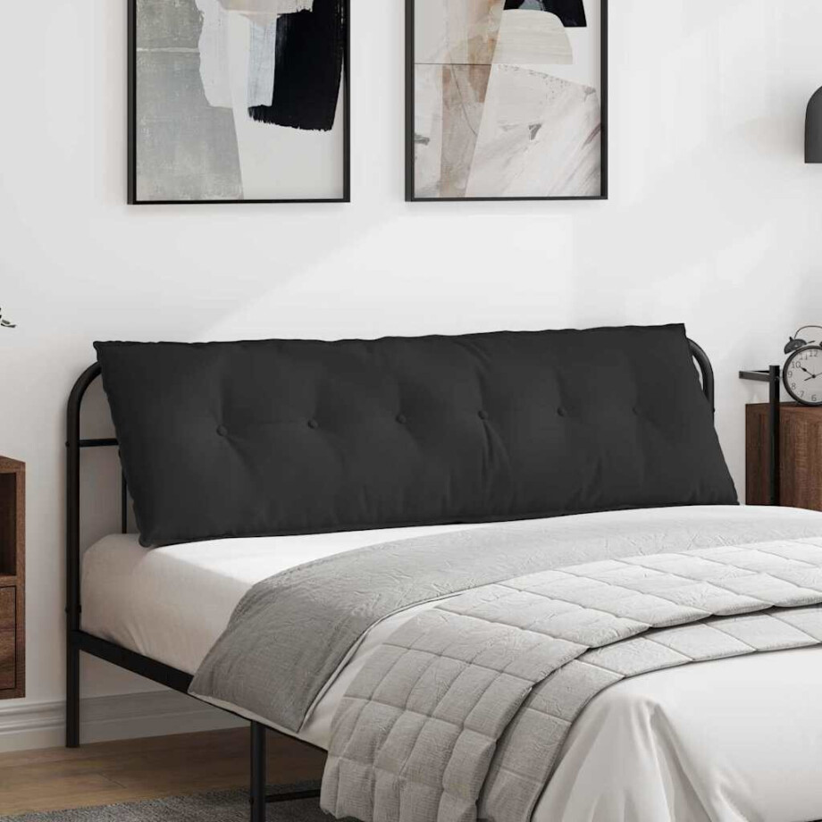 vidaXL Rugkussen Zwart 160 x 50 cm Microvezel Stof afbeelding 1