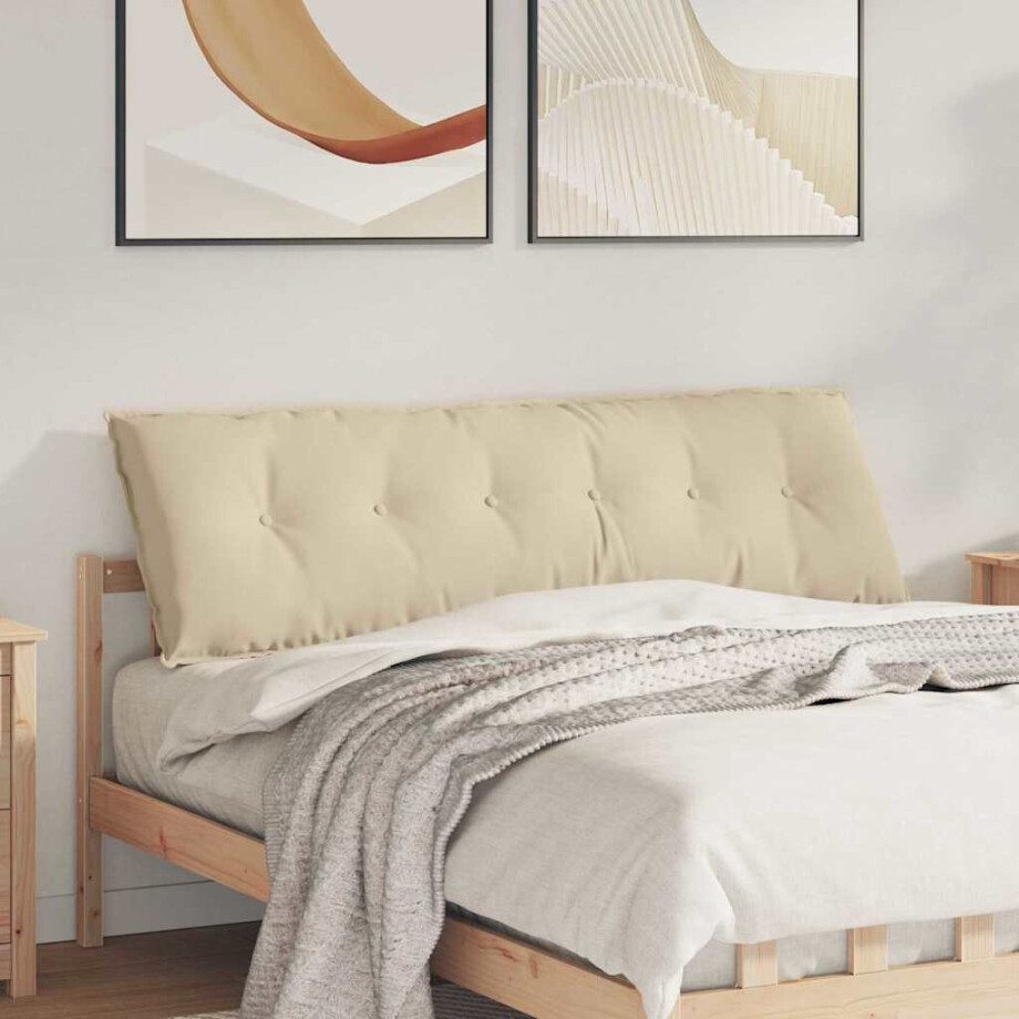 vidaXL Rugkussen Crème 160 x 50 cm Microvezel Stof vidaXL Rugkussen Crème 160 x 50 cm Microvezel Stof afbeelding 1