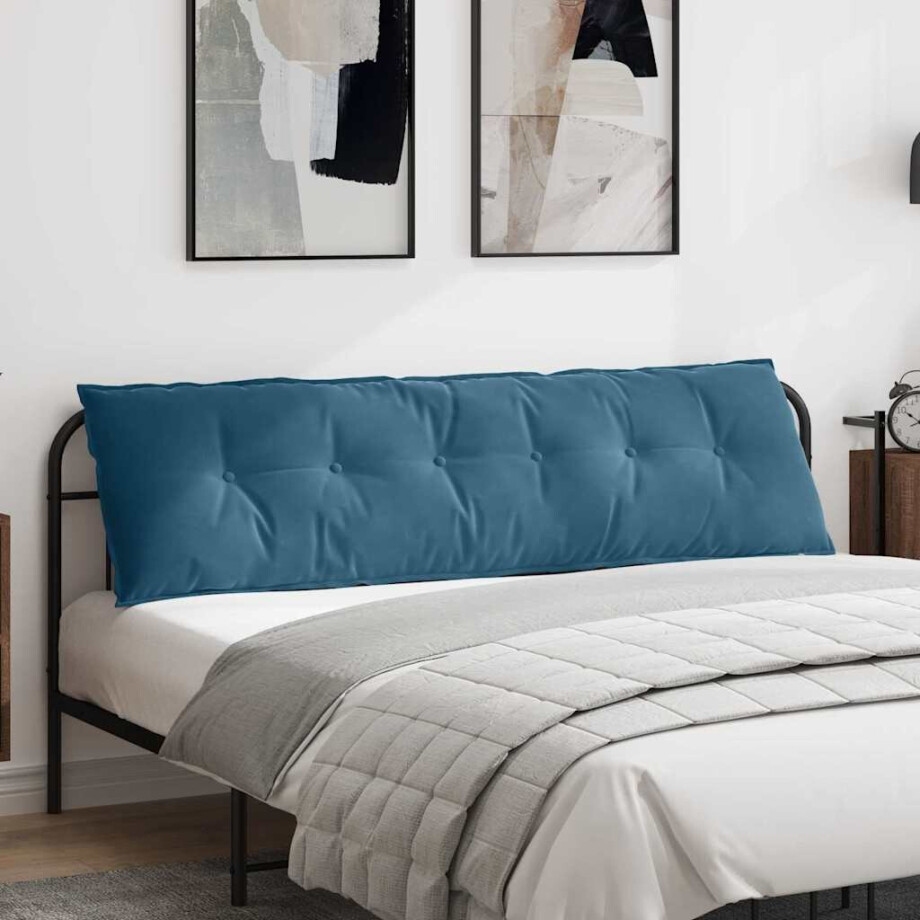 vidaXL Rugkussen Blauw 180 x 50 cm Cordstof afbeelding 1