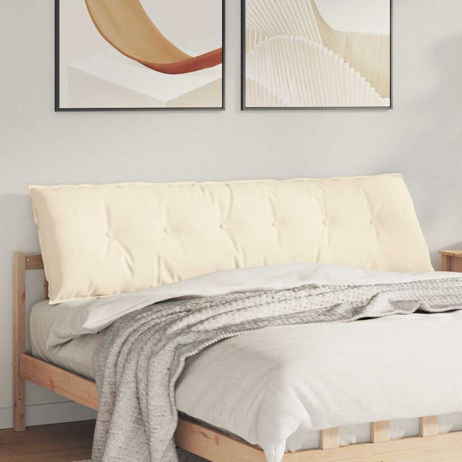 vidaXL Rugkussen Crème 180 x 50 cm Cordstof afbeelding 1