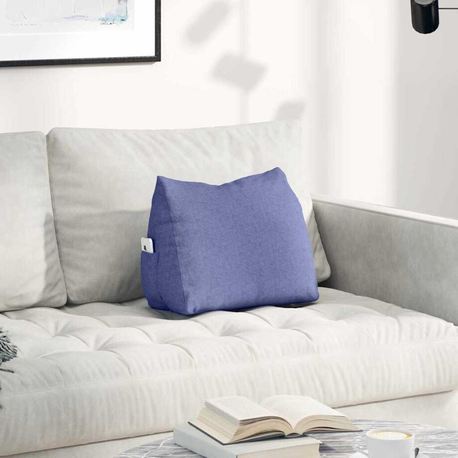 vidaXL Rugkussen Jeans Blauw 45 x 20 x 35 cm Stof afbeelding 1