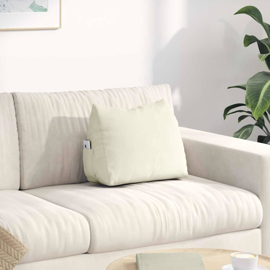 vidaXL Rugkussen Crème 45 x 20 x 35 cm Cordstof afbeelding 1