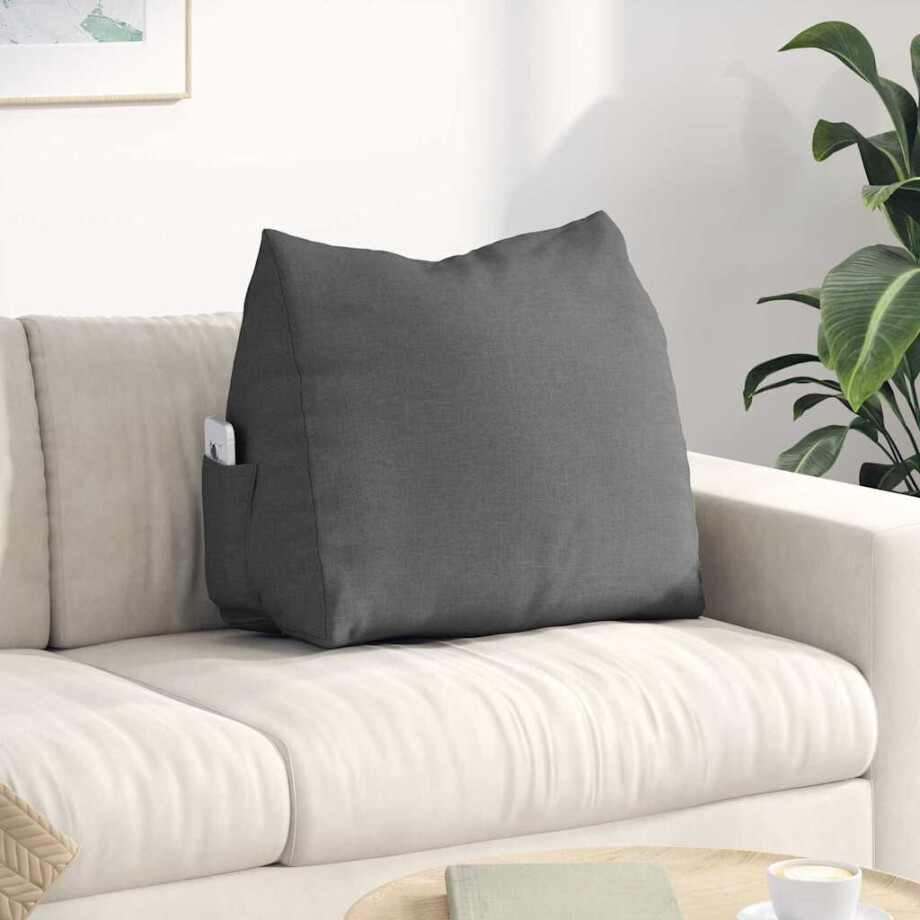 vidaXL Rugkussen Donkergrijs 60 x 20 x 50 cm Stof afbeelding 1