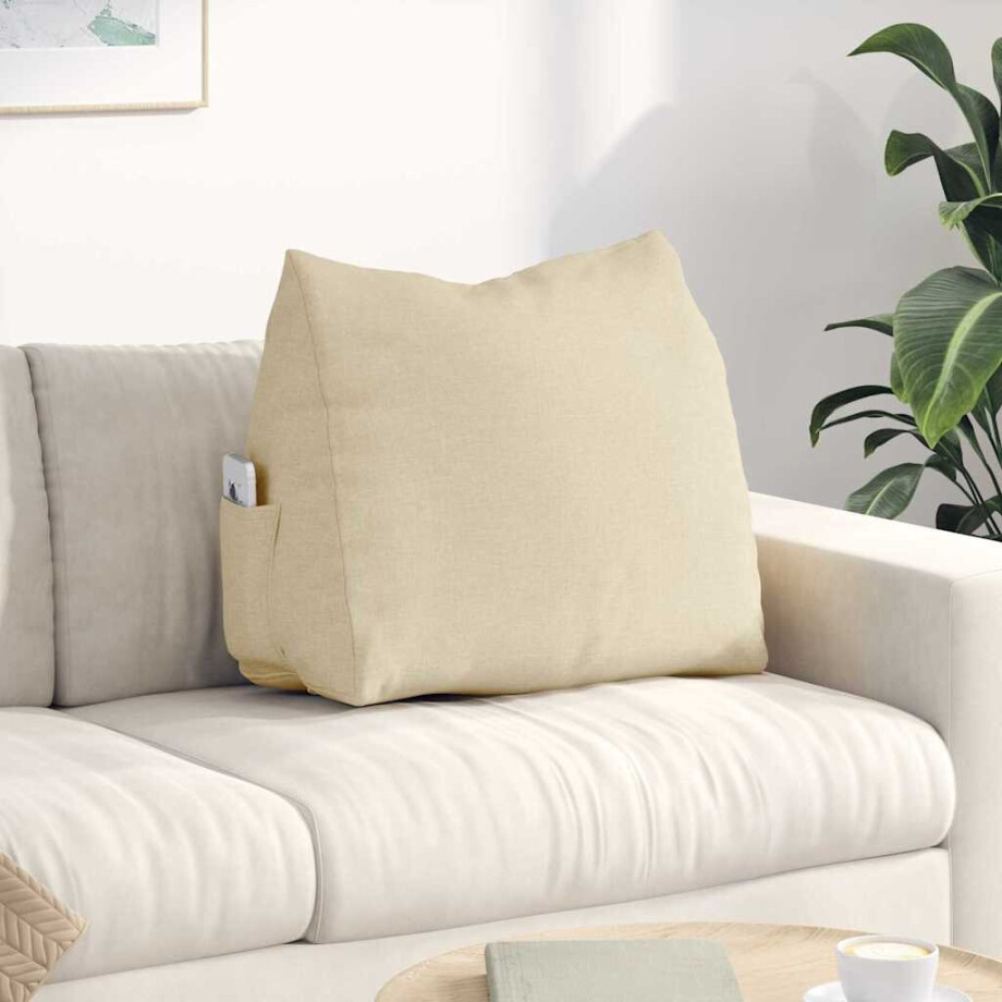 vidaXL Rugkussen Crème 60 x 20 x 50 cm Stof afbeelding 1