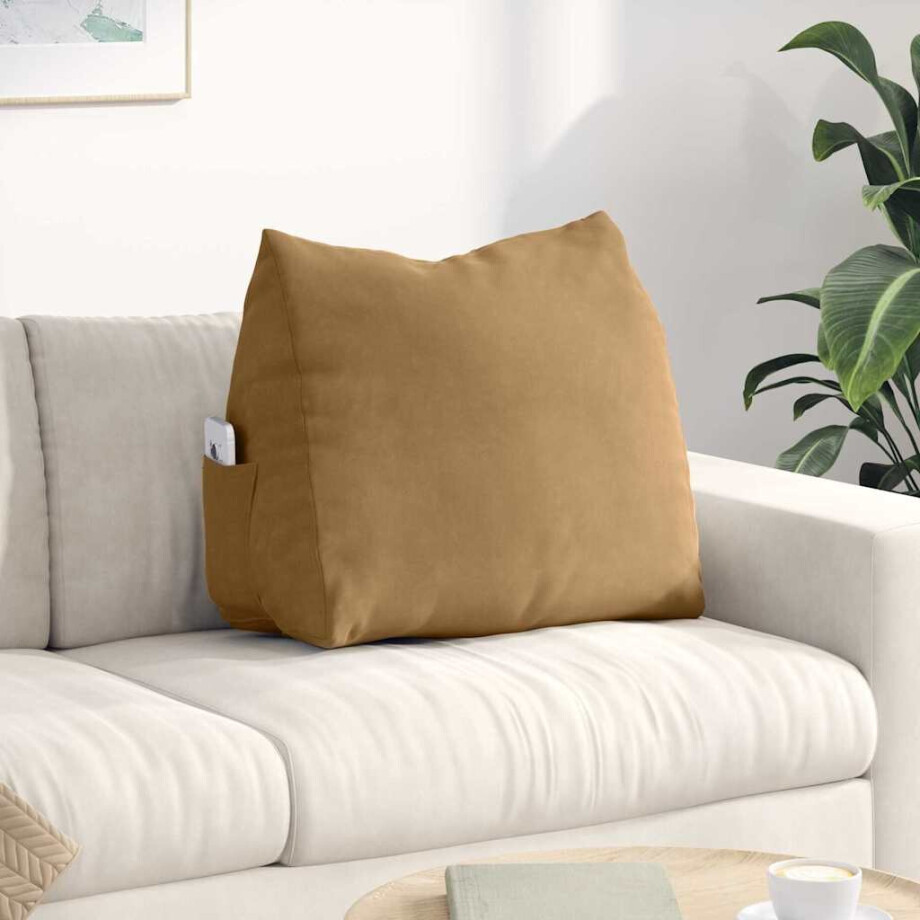 vidaXL Rugkussen Bruin 60 x 20 x 50 cm Cordstof afbeelding 1