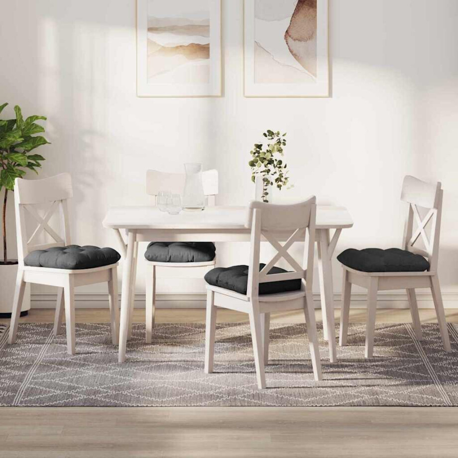 vidaXL Zitkussens 4 pcs Donkergrijs 40 x 40 cm Katoen Stof vidaXL Zitkussens 4 pcs Donkergrijs 40 x 40 cm Katoen Stof afbeelding 1